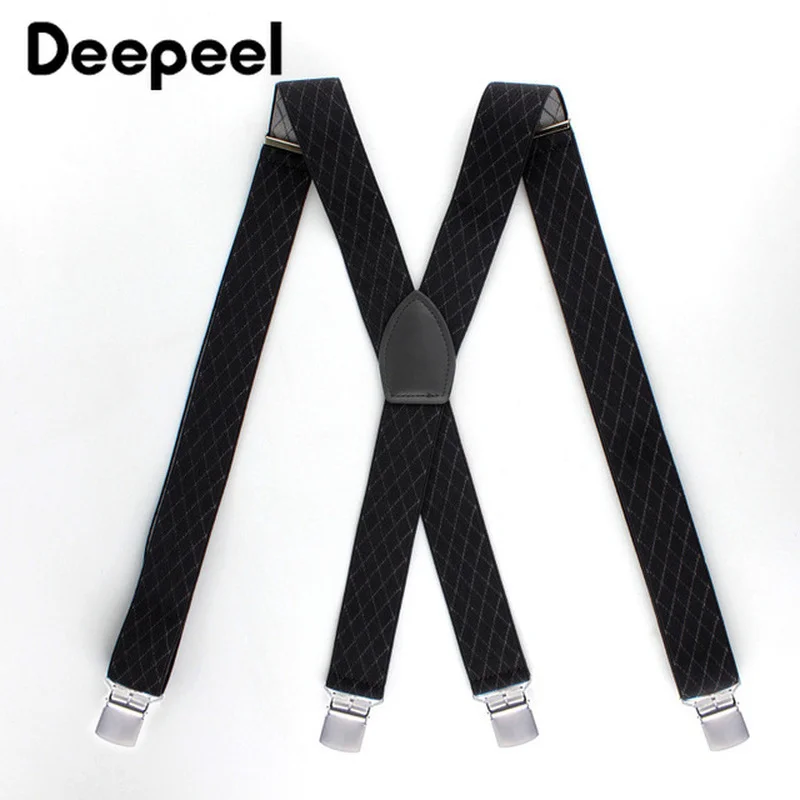 

Deepeel 1Pc 3.5*120cm Adult Men's Suspenders 4 Clips Decoration Elastic Male Jockstrap Business X-Type Braces Wide Suspender