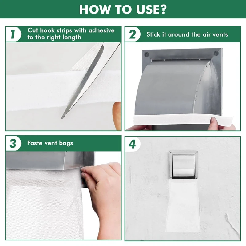 4Pack Dryer Vent Lint Bags Lint Traps Dust Bag For Outdoor Dryer Vents Capturing And Dust White
