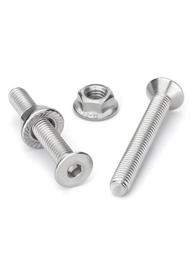 Description Picture 4 of itemM2.5 M3 M4 M5 304 Stainless Steel Allen Hexagon Hex Socket Countersunk Flat Head Screw Flange Nuts Combination Kit Set