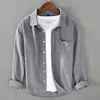 Japanese Style Men's Corduroy Long Sleeve Shirt Casual Top Jacket Trendy Spring Autumn Solid Color Striped Underwear