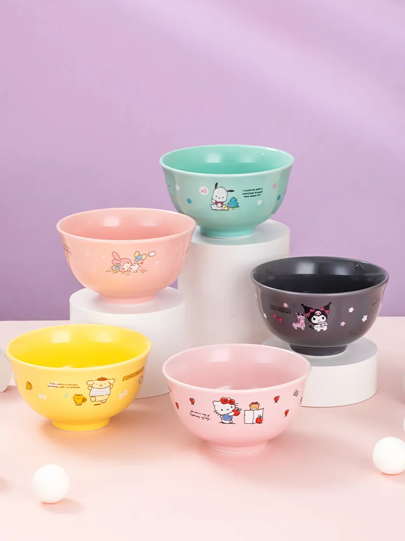 

New Sanrio Household Ceramic Bowl Cartoon Cute Hello Kitty My Melody Cinnamoroll Pattern Ceramic Bowl Children's Tableware