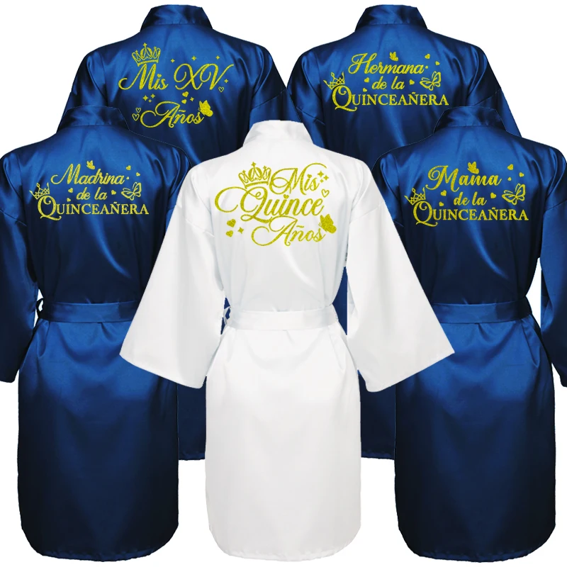 Mis Quince A&ntilde;os Bathrobe Mama de la Quincea&ntilde;era Robe Woman Homewear Party Gift women sleepwear,sleepwear pajamas,silk robe