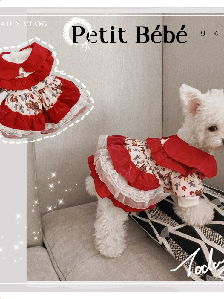 

Spanish princess winter dress pet dog York Summer Maltese dress New Year