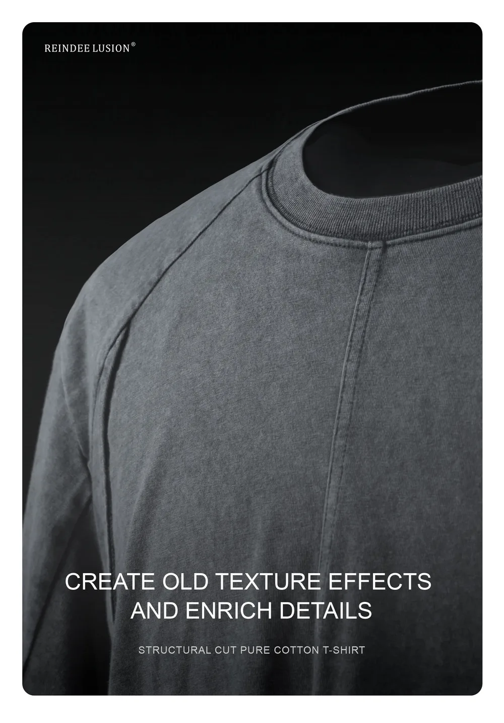 Reindee lusion 23ss 201 structural cut pure cotton t-shirt stacked structure diamond shape hem techwear gorpcore
