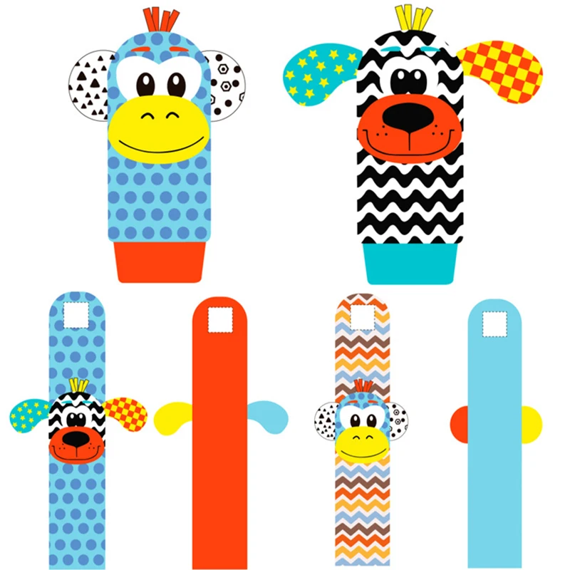 Cartoon Plush Socks Wrist Strap Chocalhos, brinquedos do bebê, 0-12 meses, recém-nascido, infantil, crianças, Animal Sock, Foot Finder, Soft Rattle Toy, Presente