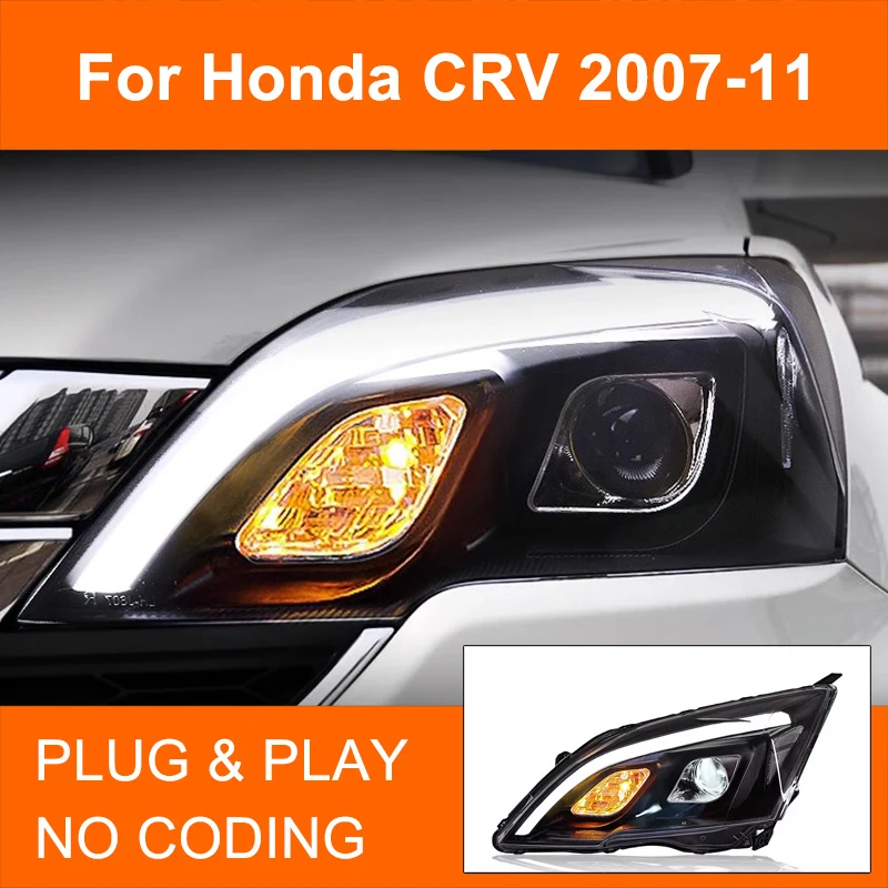 1PairLEDHeadlightAssemblyforHondaCRVCRV20072011Plugand