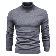 

Men Sweater Spring and Autumn Fashion Solid Color Slim-Fit Jumper Men Long Sleeve Turtleneck Knitting Sweater