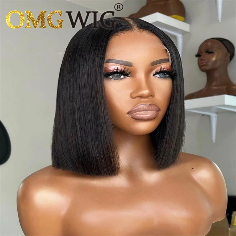 4x4 Wear And Go Straight Bob Wigs For Black Women 250 Denisty Cut Lace Short Bob Glueless Wig Brazilian Remy Sale