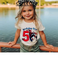 Summer Kid Tshirt 2 3 4 5 6 7 8 Marvel Spiderman Birthday Gift Short Sleeve Children Clothes Baby Tee Tops Boy Girl T-shirt 2