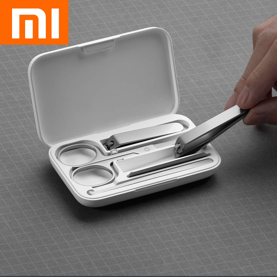 XIAOMI Mijia nail clipper five-piece set white high-quality stainless steel magnetic absorption simple five-piece set portable