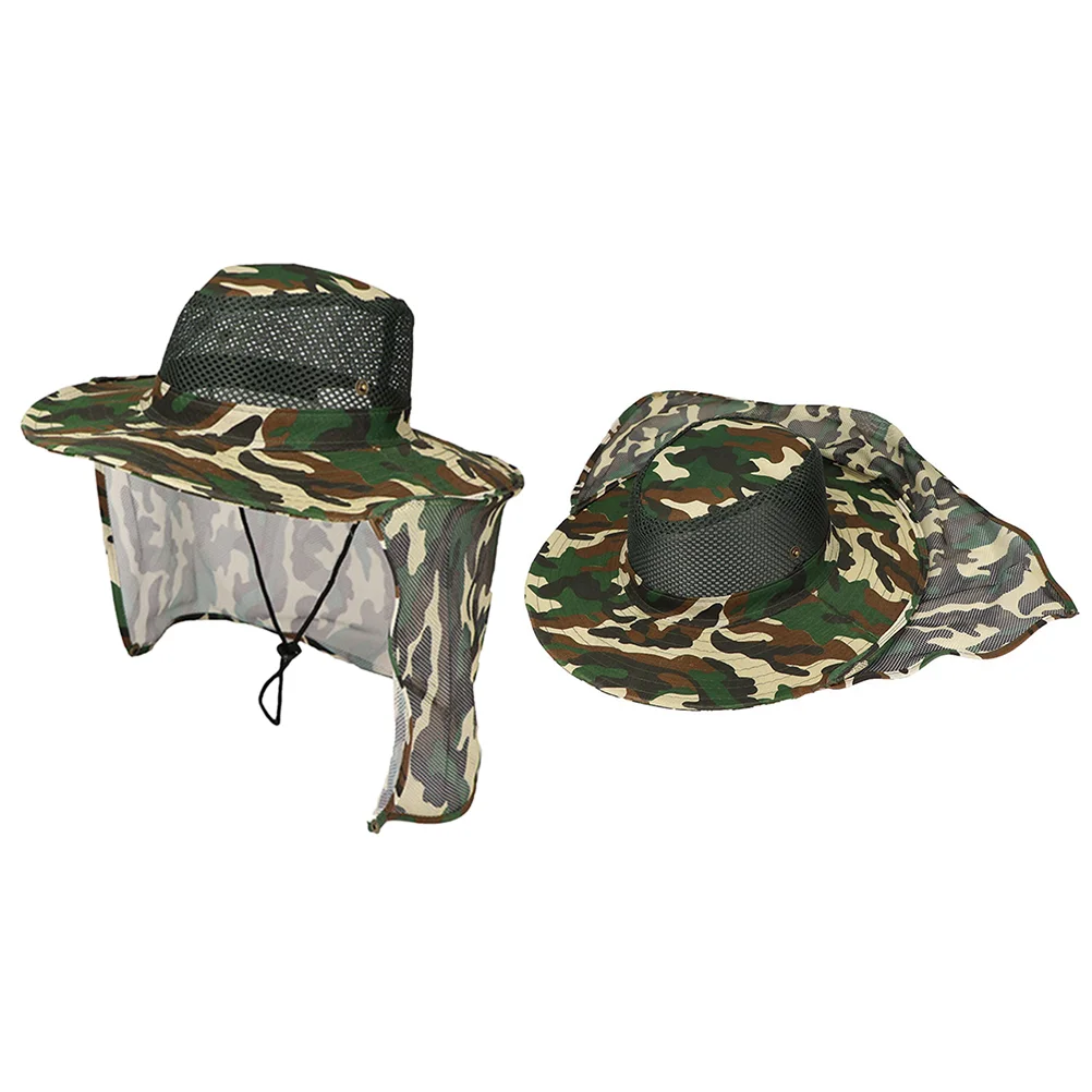 

Camouflage Outdoor Activities Hat Shade Hat UV Protecting Sun Hat Sun Protection Wide Brim Hat with Neck Flap (Dark Green)