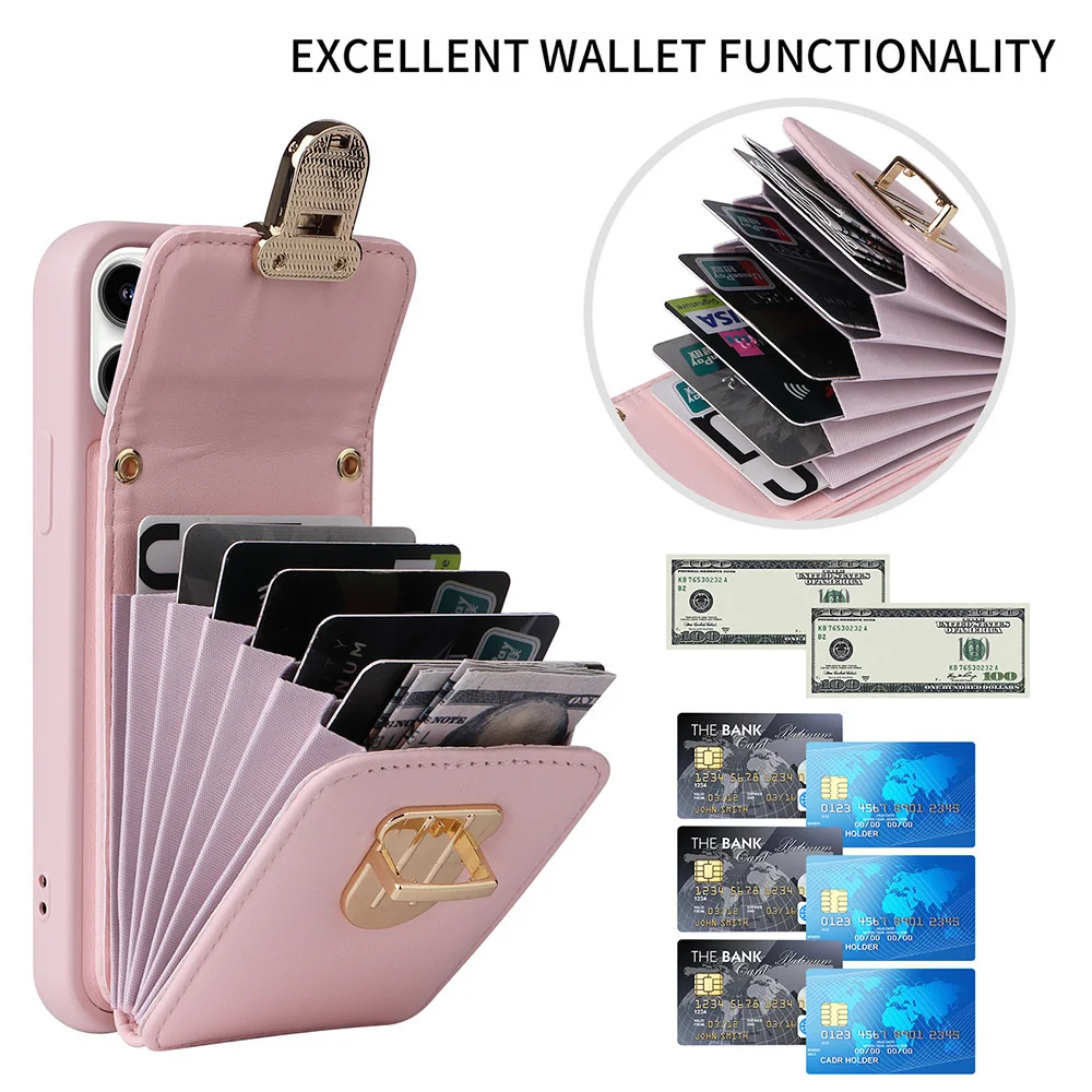 

Вертикальный кожаный чехол-кошелек для IPhone 14 Pro Max 13 12 11