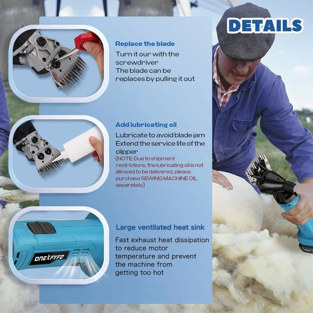 Wireless 6 Speed 13 Teeth Electric Wool Shears Pet Machine Goat Hair Scissors Sheep Shearing Supplies Cut for Makita 18V Battery 4