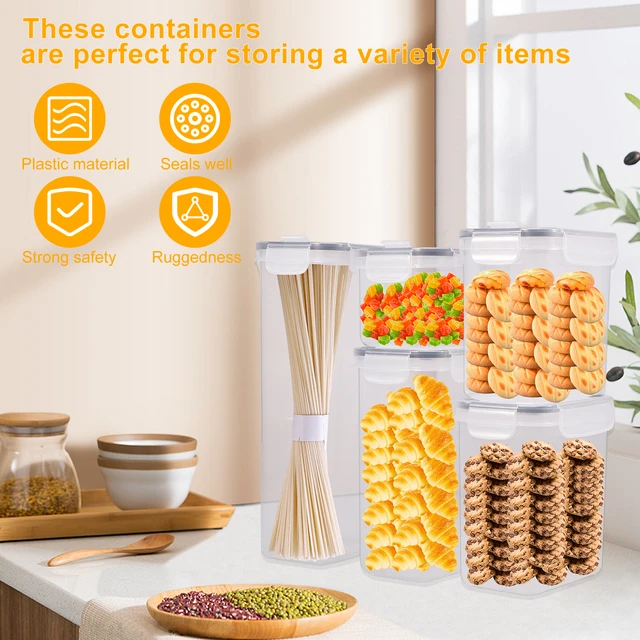 Clear Airtight Food Storage Container Clear Kitchen Pantry Storage Canisters  Bottles Dry Food Sealed Cans For Cereal Flour Sugar - AliExpress