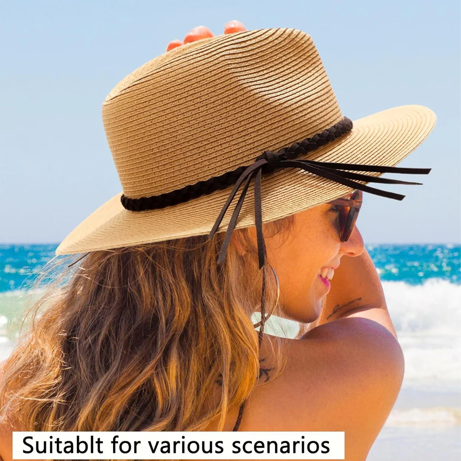 Wide brim Panama straw hat for UV sun protection – ideal for beach, summer, and outdoor use for men and women