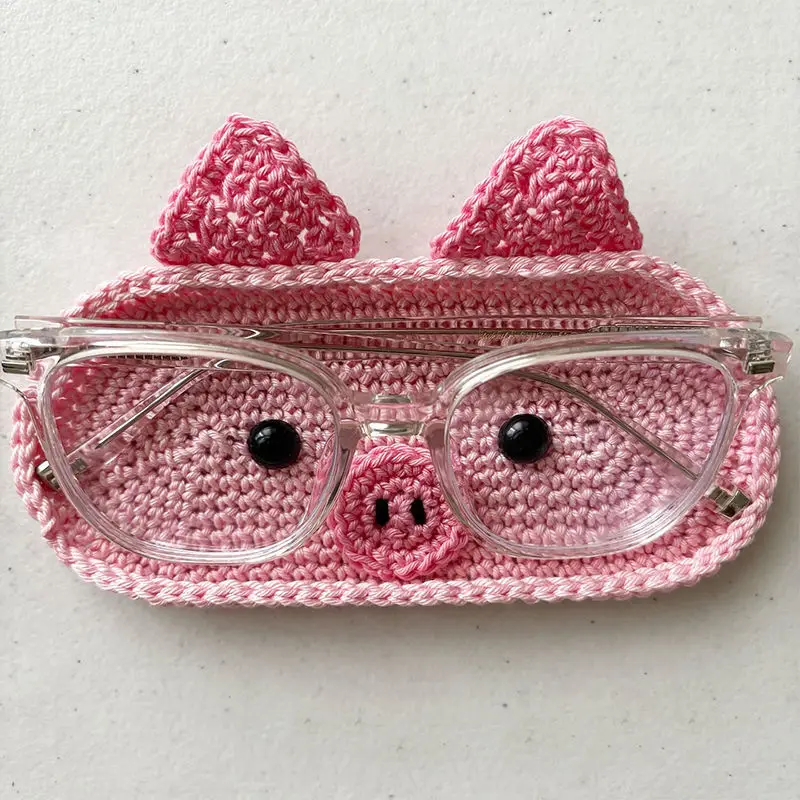 1PC Handmade Crochet Animal Series Eyeglasses Storage Box Woolen Knitting Eyeglasses Storage Tray Holiday Gift Material Kit