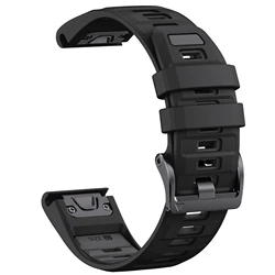 Colorful Soft Silicone Quick Fit Strap Wristband - 22 - 26mm Ajustable Band - 22mm (Black gray)