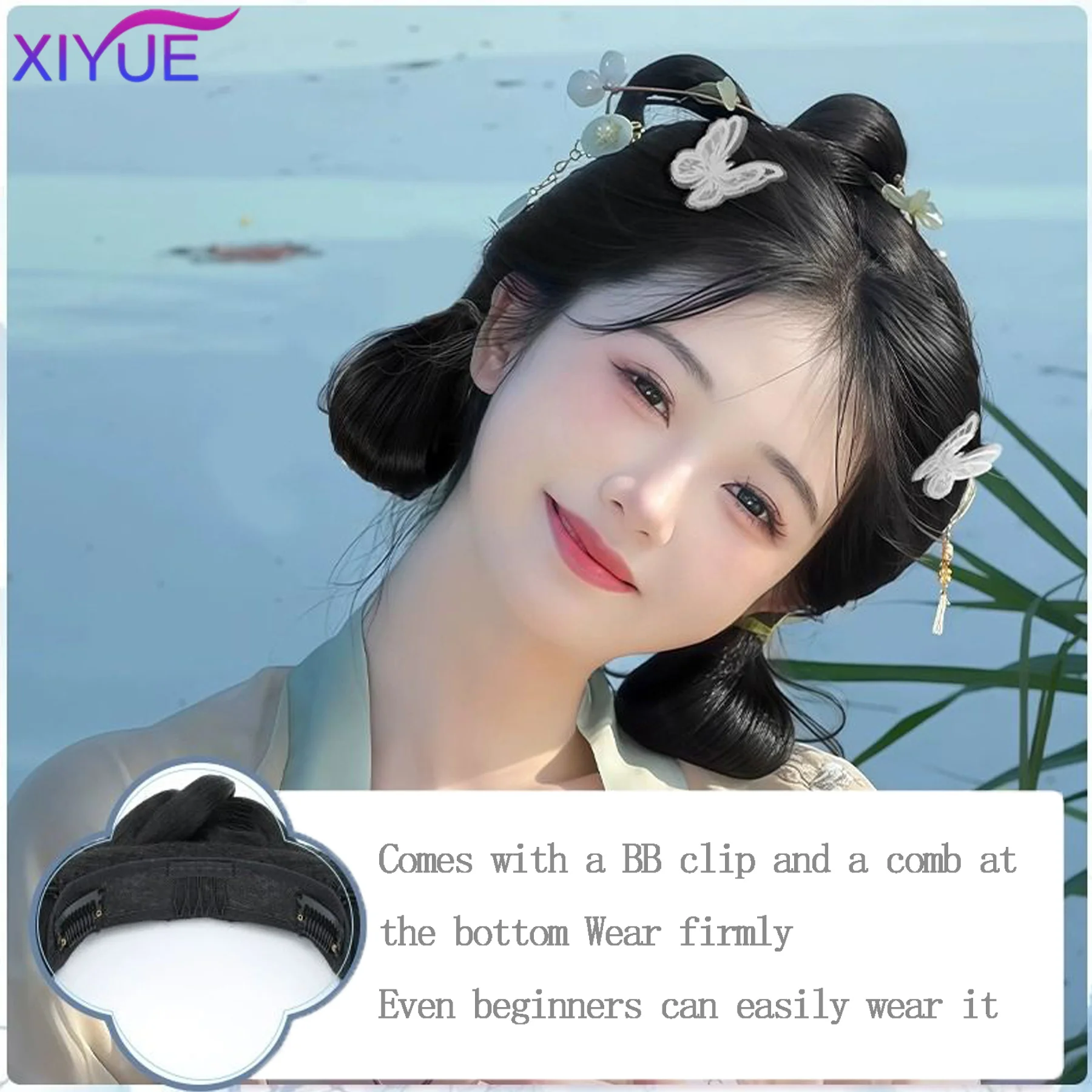 Synthetic Ancient Costume Hanfu Wig All-in-one Lazy Hairband Ancient Tang Style Versatile Bun Ancient Style Cushion Hair Bag
