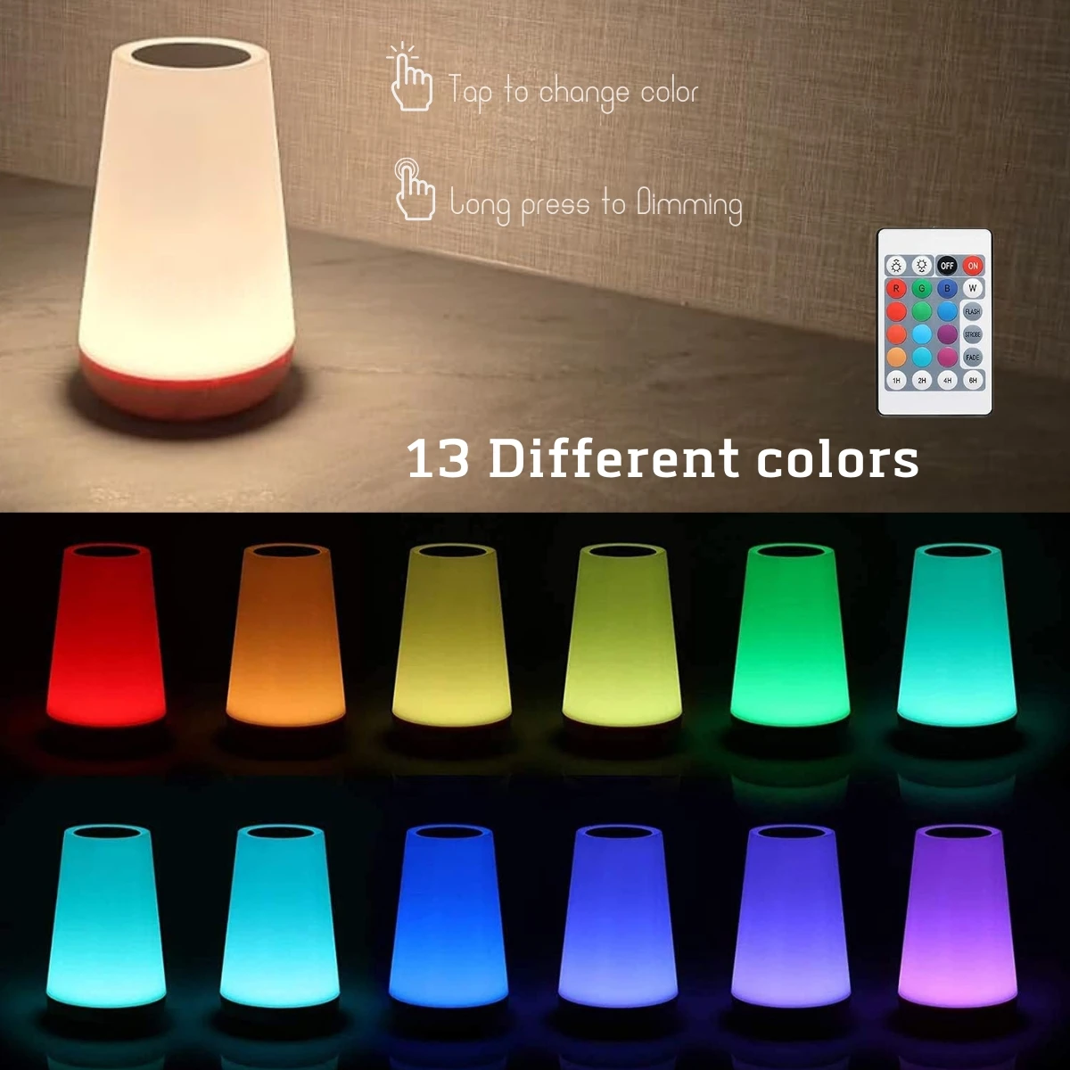 Description Picture 3 of itemRGB Timable Kids Night Lamp with Remote Control Bedroom Nightstand LED Table Lamp Touch Lighting Bedtime Lighting Night Lights