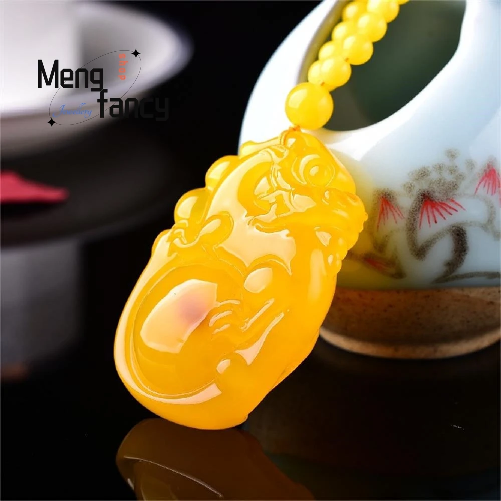 Natural Beeswax Amber Chicken oil yellow Ruyi Fortune Pixiu Simple Personalized Exquisite Fashion Luxury Jewelry Holiday Gifts