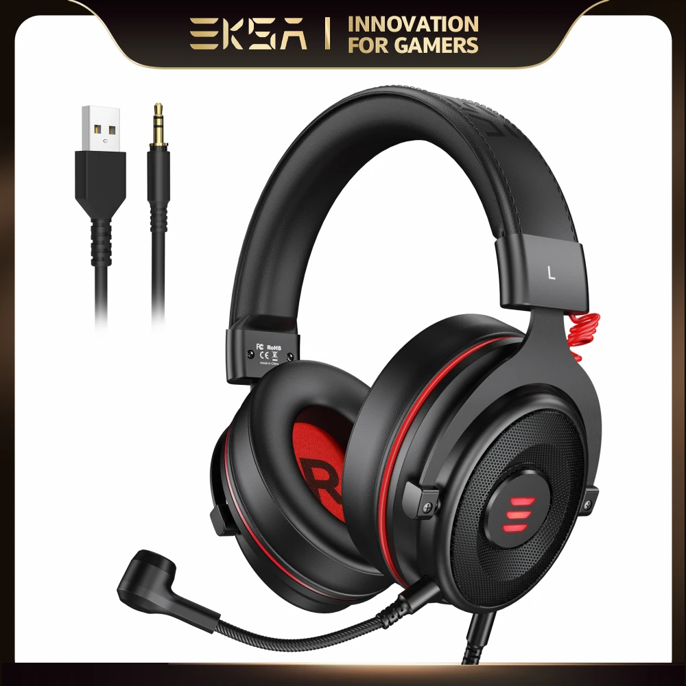 Gaming Headset USB Stereo PC Mit Mikrofon Kopfhörer 7.1 LED Deep Surround Chat E - Foto 3