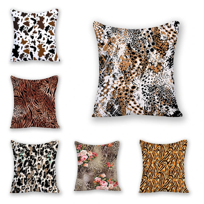

Leopard Cushion Cover Animal Black and White Sofa Home Decor Nordic Fashion Pillowcase Vintage Fur Pillow Cover Spots G845