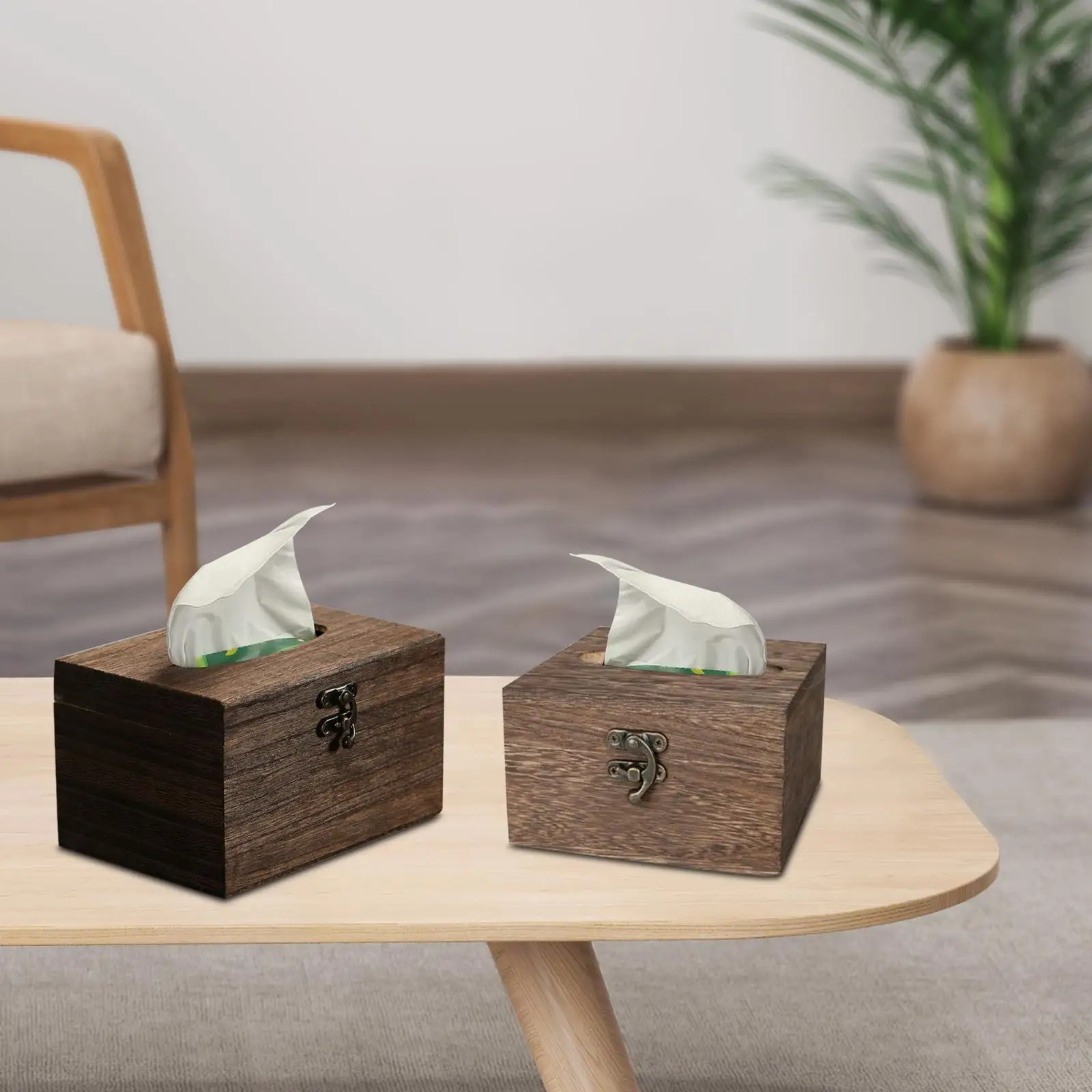Wooden Tissue Box Facial Hand Towel Storage Tray Napkin Holder Tissue Box Holder for Vanity Bedroom Night Stand Living Room 3