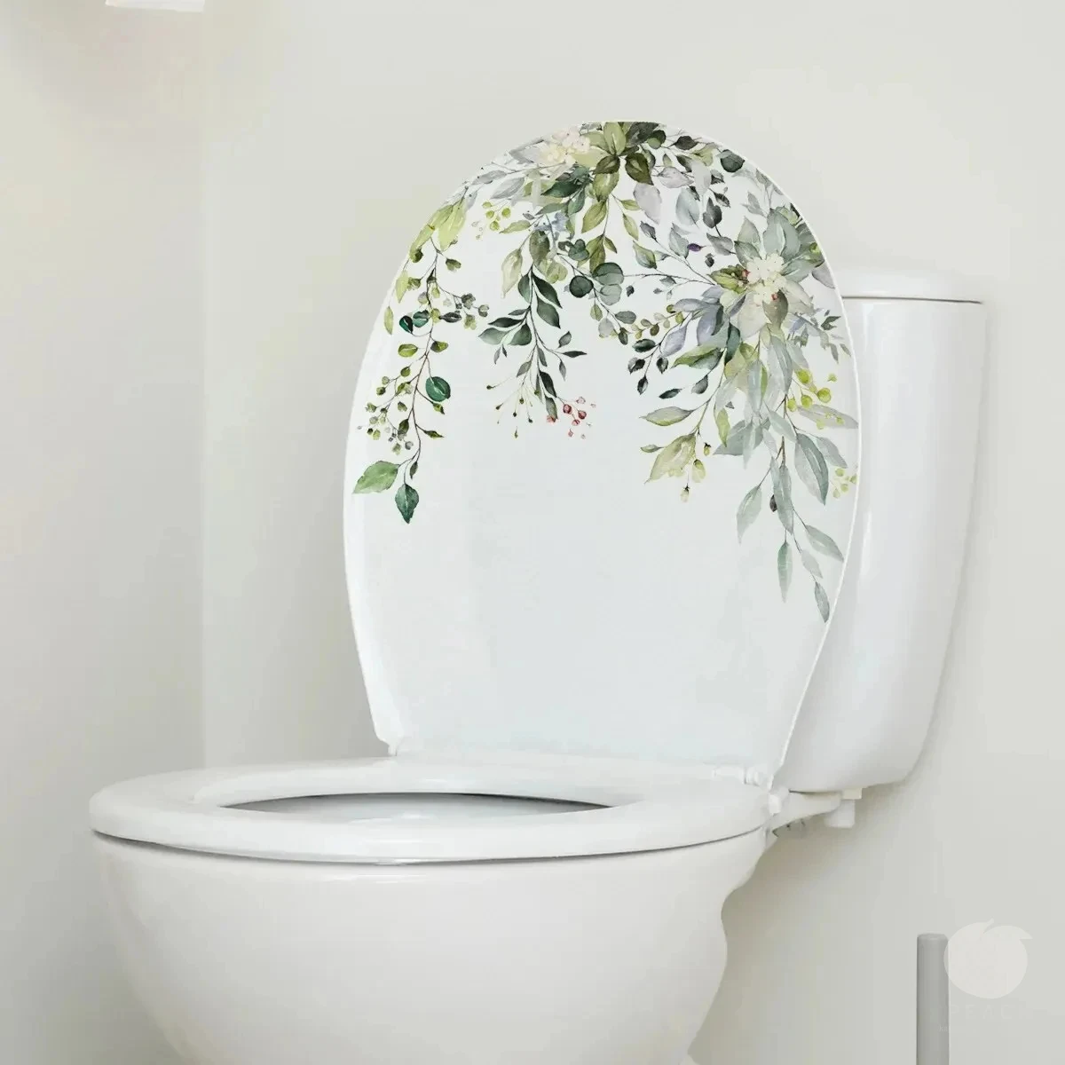Green Plants Flowers Wall Sticker Bathroom Toilet Decor Decals Living Room Cabinet Home Decoration Self Adhesive Mural 1PCS wall sticker