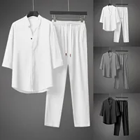 2023 Shirt + Pants Summer New Men's Fashion Casual Solid Color Classic T-Shirt Set Men's High Quality Two-Piece Set Streetwear 1