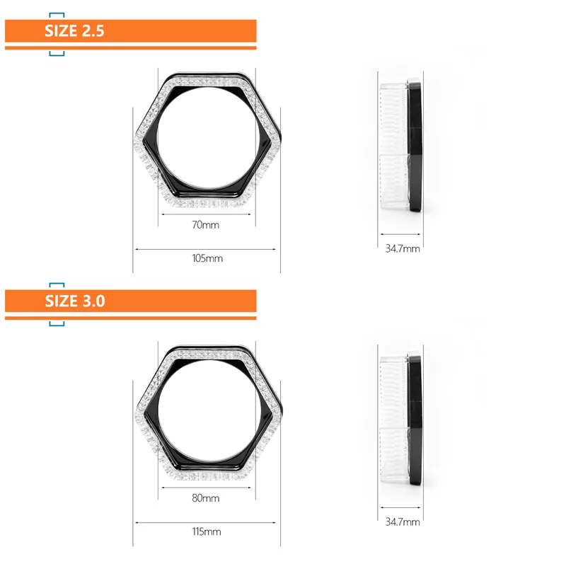 1쌍 5D RGB LED 엔젤 아이즈 헤일로 링 사각형 DRL 커버 (방향 지시등 포함) 앱 제어 헤일로 커버 (자동차 헤드라이트용)