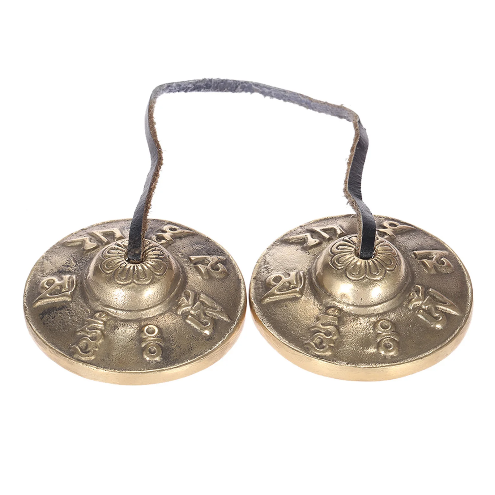 2.6in/6.5cm Handcrafted Tibetan Meditation Tingsha Cymbal Bell with Buddhist The Eight Auspicious Symbols Musical Instruments meditation chimes hand bell
