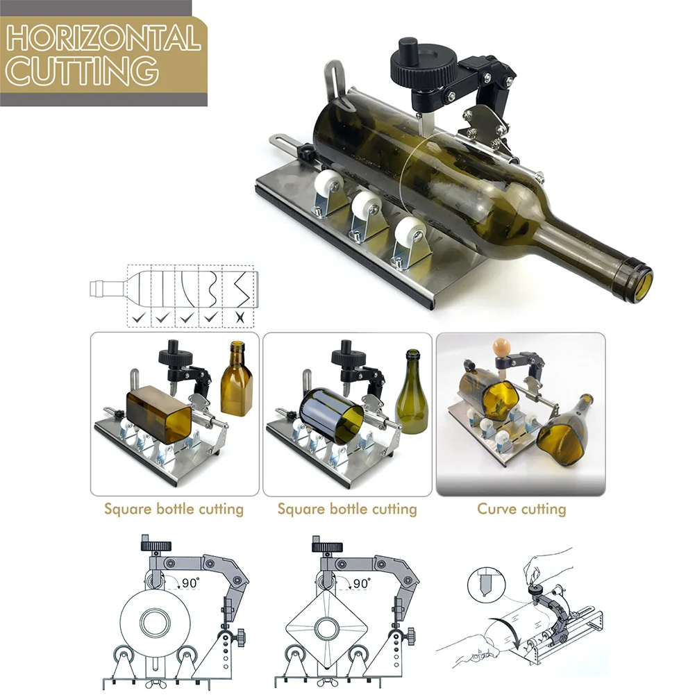 Glass Cutter Tile Glass Cutter Bottle Cutter Glass Bottle Cutter Tool DIY Square Round Wine Beer Glass Sculpture Cutter Machine Professional Beer Cutting Bottle Holder
