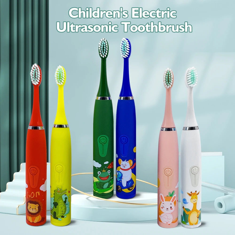 Children Electric Toothbrush With Replace Brush Heads Kids Cartoon Toothbrush Ultrasonic Sonic Electric Brush Head electric toothbrush