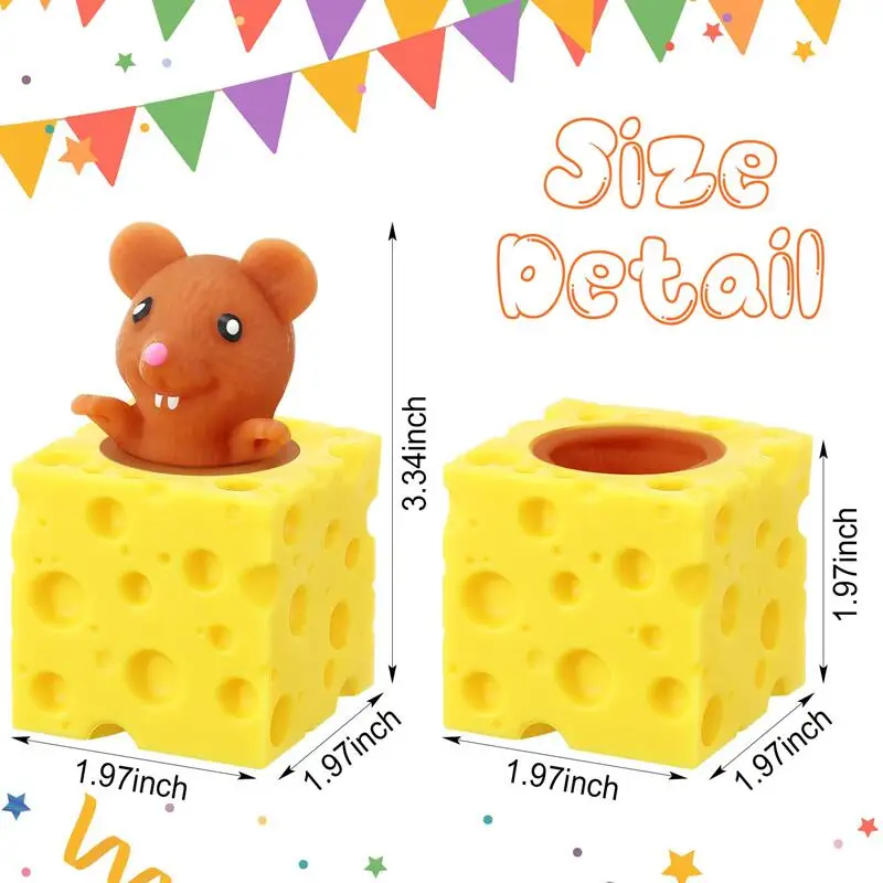 Cheese Cup Squeeze the Mouse Anti-stress Toy Pop Up Stress Reliever Toys Hide-n-Seek Interesting Gifts for Boys Girls Kids Adult
