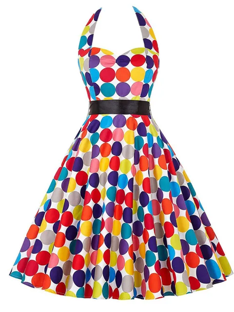 Robe d'été décontractée femmes à pois rétro Robe trapèze Pin Up Robe Vintage années 60 50 Rockabilly Robe d'été