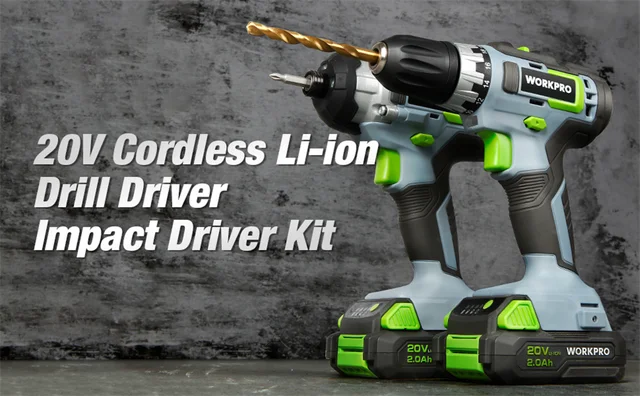 WorkPro 20V Cordless Drill Combo Kit, Drill Driver and Impact Driver