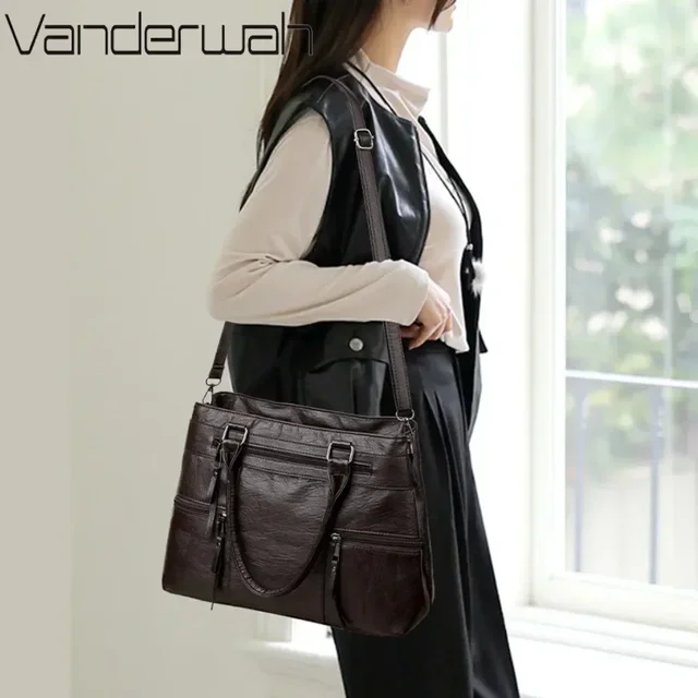 Elegant Handbag for Women High Quality Leather Top-Handle Bags Purse Ladies Shoulder Crossbody Bag Large Casual Tote 2025 Hot 2