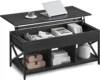 Lift Top Coffee Table, Lift Coffee Table with Storage Shelf for Living Room, OfficeBlack with Wood Grain 1