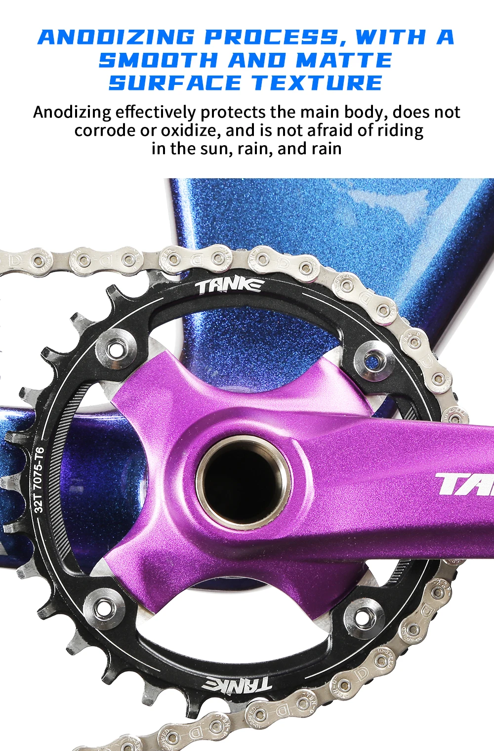 TANKE Kurbelgarnitur 170MM Fahrradkettenblatt Hohlkurbelgarnitur 104 BCD Narrow Wide Bike MTB Kettenblatt Vierkantloch-Kettenradkurbel – Detail 7