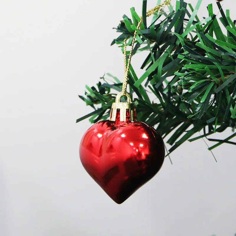 (12pcs/pack)5cm Christmas Pendant Electroplated Heart Xmas Tree Ball Pendant Plastic Matte Mix Decoration Accessories Party