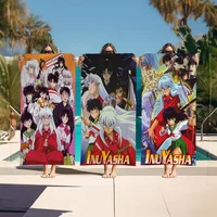 Anime classic Inuyasha Anime Beach Swimming Towel Soft Absorbent Washcloth Children's Gifts for Kids Travel Camping Gym 1
