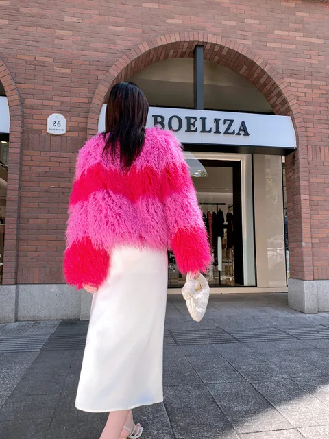 Colourful Block Faux Fur Jacket 27