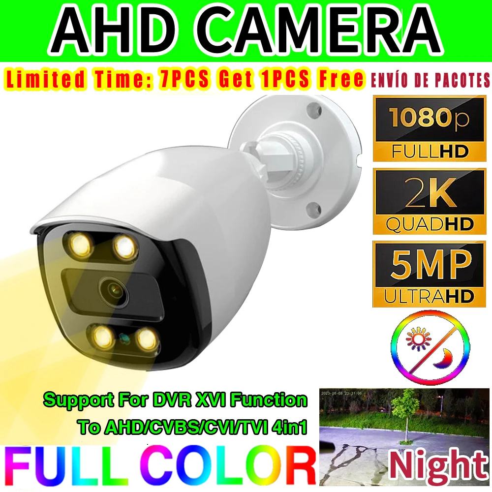 5Mp 24H Full Color Night Vision Cctv Ahd Camera 4Mp 1080P Hd Array Luminoso Led Digital H.265 Illuminazione Stradale Esterna Impermeabile