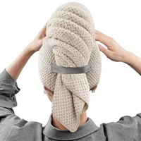 Serviette pour cheveux de couleur unie, bonnet pour cheveux secs texturés, serviette pour cheveux absorbants pour femmes boutonnées 6