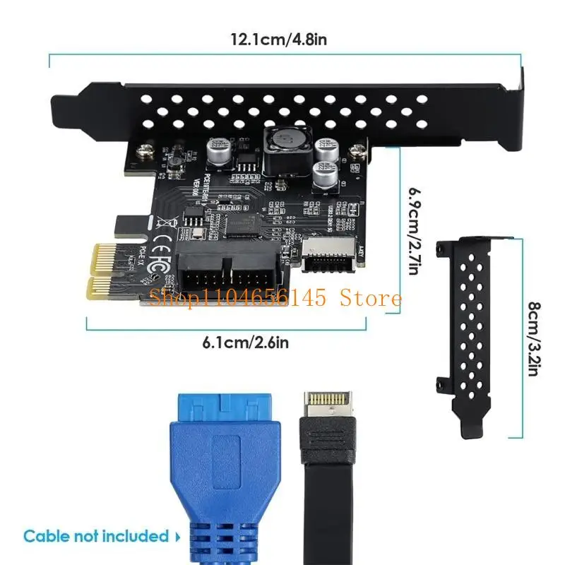 652F PCIEX1 USB3.2 확장 카드 PCI-Express-USB Type-E 어댑터 변환기 5GB