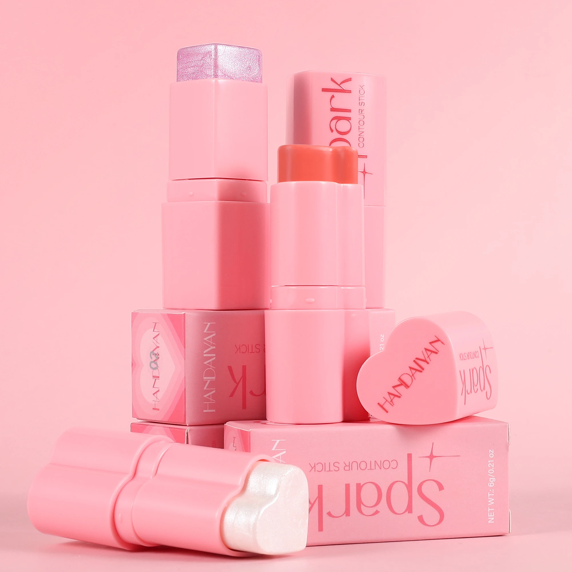 Heart Shaped Blush Stick Contour Highlighter Face Brightening Women Cosmetics