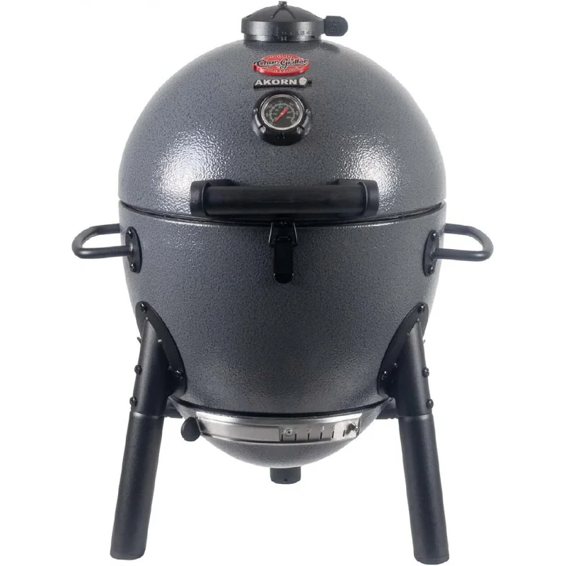 Jr. Portable Kamado Charcoal Grill and Smoker with Cast Iron Grates and Locking Lid with 155 Cooking Square Inches in Ash, Model
