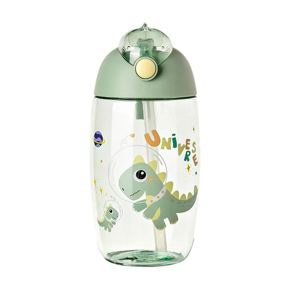 Children's Water Bottle School Portable Cartoon Dinosaur Sippy Cup Creative Feeding Cup Straws Lids 500ML