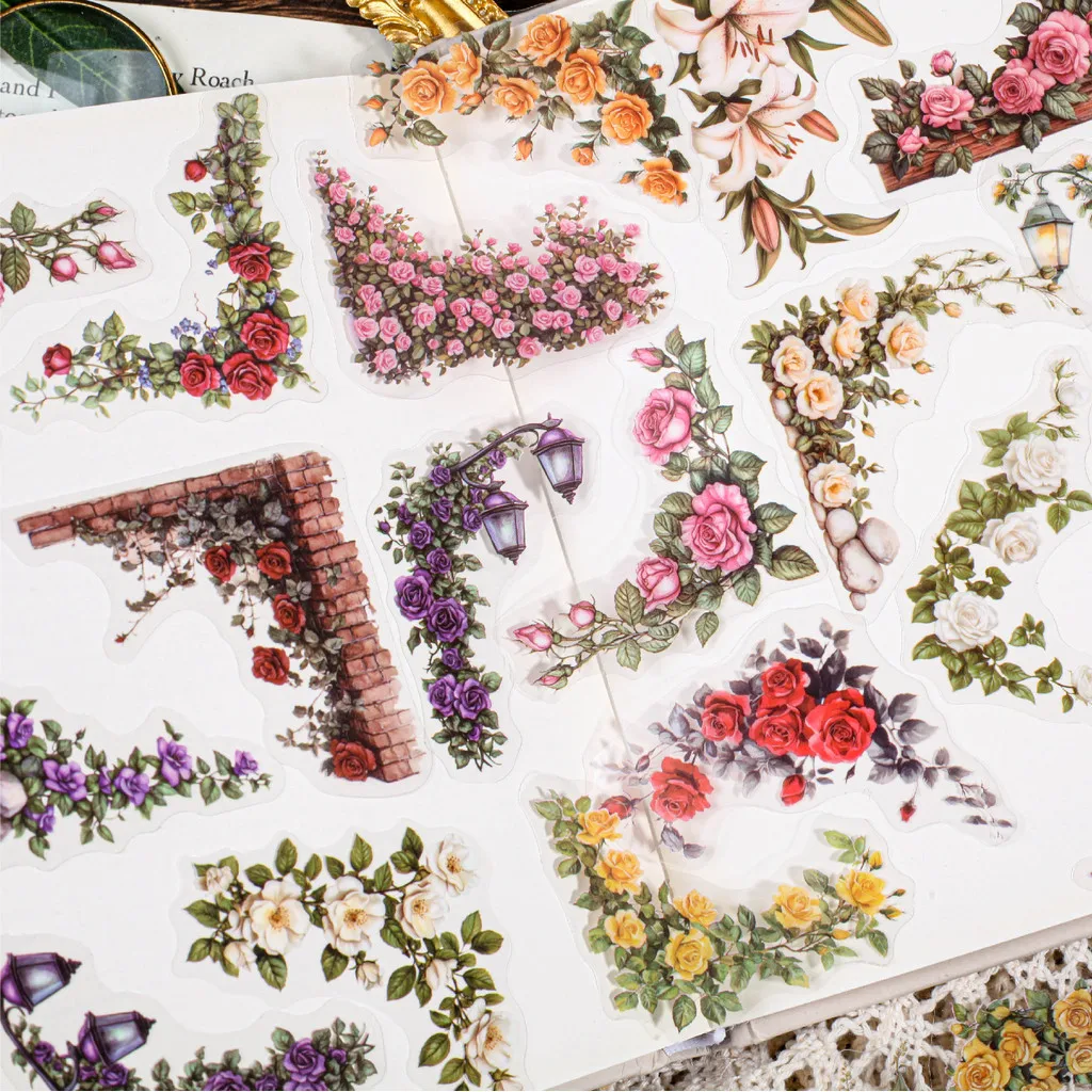 Flowers Corner Stickers 30 Pcs PET sticker package DIY diary decoration sticker album scrapbooking Junk Journal