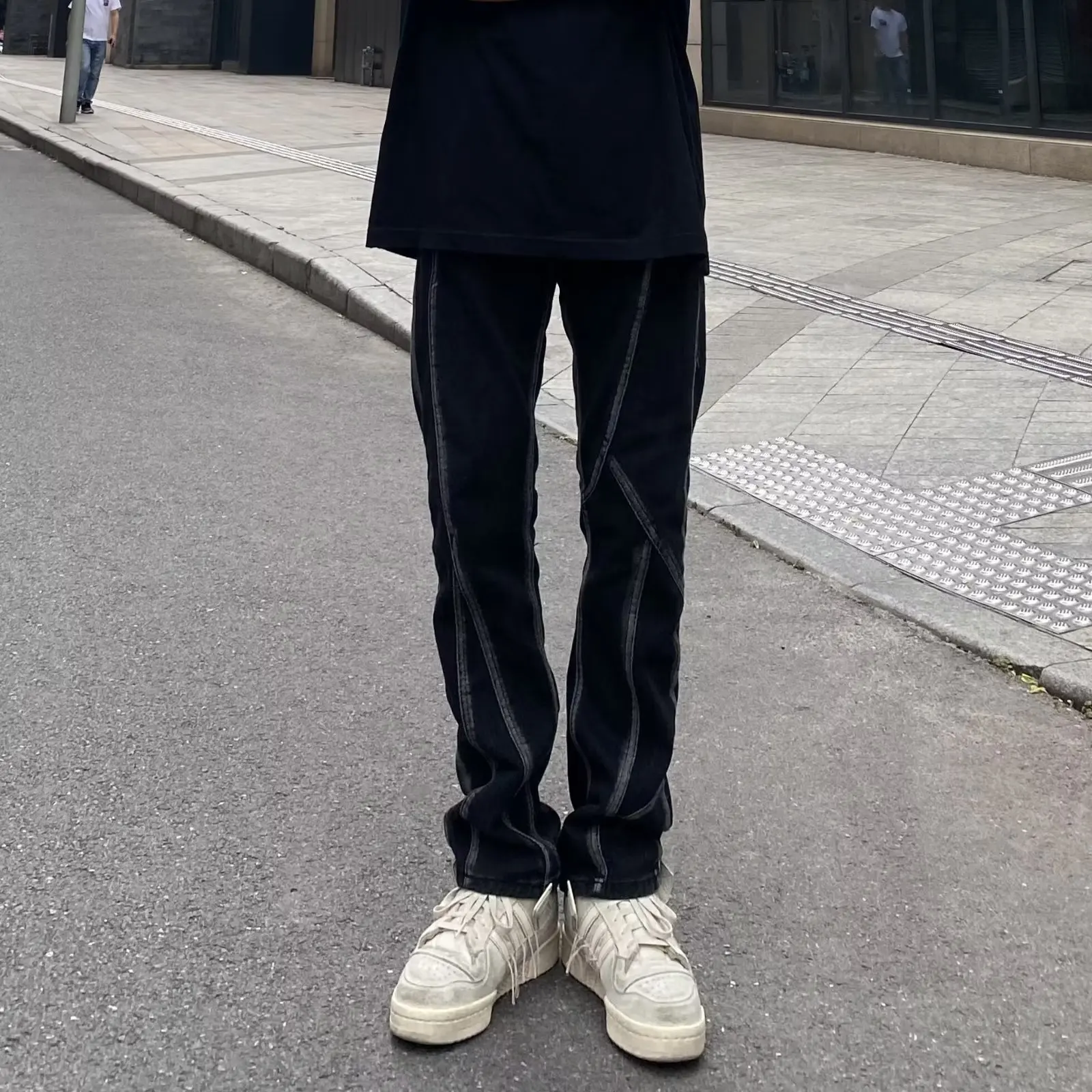 

Y2K Emo Jeans Black Street Loose Men Fashion Straight Pants Hip Hop Jeans Men Pants Clothes Men Simple Hip Hop Y2K Pants America